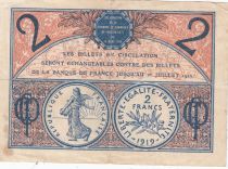 France 2 Francs - Paris Chamber of Commerce - 1919-1922 - VF - Serial A.6