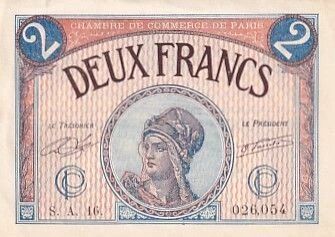 France 2 Francs - Paris Chamber of Commerce - 1920 - Serial S.A.16