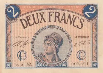 France 2 Francs - Paris Chamber of Commerce - 1920 - Serial SA.42