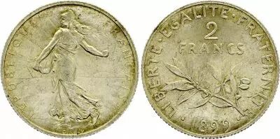 France 2 Francs - Semeuse - 1899 - Silver