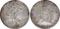 France 2 Francs - Semeuse - 1909 - Silver
