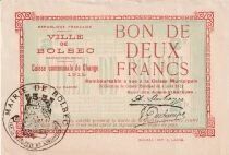 France 2 Francs - Ville de Bolbec - Caisse Communale de Change - 4-08-1914