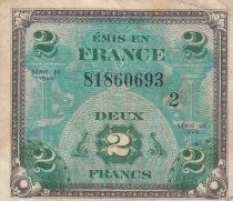 France 2 Francs Allied Military Currency (Flag) - 1944 - Serial 2 - F