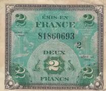 France 2 Francs Allied Military Currency (Flag) - 1944 - Serial 2 - F