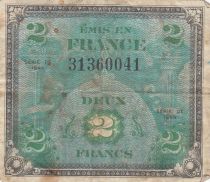 France 2 Francs Allied Military Currency (Flag) - 1944 No Serial - F