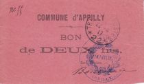 France 2 Francs Appilly Inscription Manuscrite
