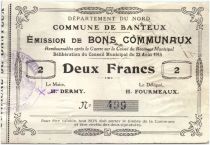 France 2 Francs Banteux City - 1915