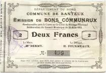 France 2 Francs Banteux City - 1915