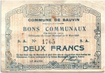 France 2 Francs Bauvin City - 1915