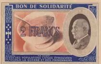 France 2 Francs Bon de Solidarit&eacute; - P&eacute;tain - Bol de Soupe 1941-1942 - S&eacute;rie BL