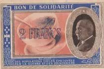 France 2 Francs Bon de Solidarit&eacute; P&eacute;tain - Bol de Soupe 1941-1942 - 1535721