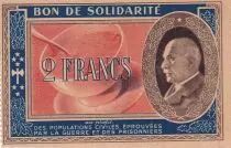 France 2 Francs Bon de Solidarit&eacute; P&eacute;tain - Bol de Soupe 1941-1942