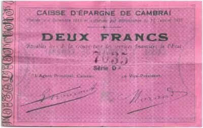France 2 Francs Cambrai Caisse d�Epargne