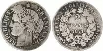 France 2 Francs C&eacute;r&egrave;s - 1871 K Bordeaux petit K Argent