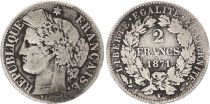 France 2 Francs Ceres - 1871 K Bordeaux small K Silver