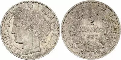 France 2 Francs C�r�s - 1887 A Paris Argent - SUP