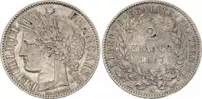 France 2 Francs C�r�s - 1887 A Paris Argent