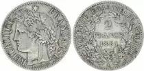 France 2 Francs Cérès - III ème République - 1881 A Paris
