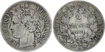 France 2 Francs Ceres 1871 K Bordeaux - within wreath - F to VF - Silver  KM.817
