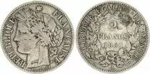 France 2 Francs Ceres 1881A Paris - F to VF - Silver  KM.817.1
