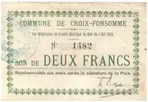 France 2 Francs Croix-Fonsomme City - 1915