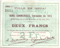 France 2 Francs Douai City - 1914