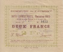 France 2 Francs Faumont City - 1915