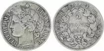 France 2 Francs France Ceres - Gouvernement National  -1871 K Bordeaux