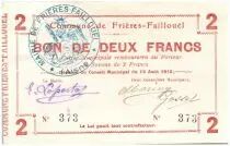 France 2 Francs Frieres-Faillouel City - 1915