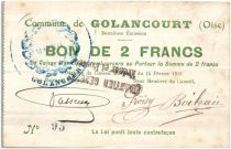 France 2 Francs Golancourt City - 1915
