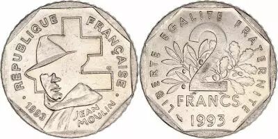 France 2 Francs Jean Moulin - 1993