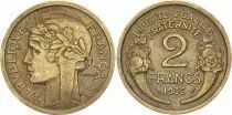 France 2 Francs Laureate head -1935