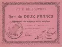 France 2 Francs Louviers Commune - 1915