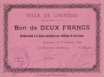 France 2 Francs Louviers Commune - 1915