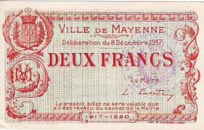 France 2 Francs Mayenne City - 1917