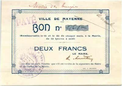France 2 Francs Mayenne City