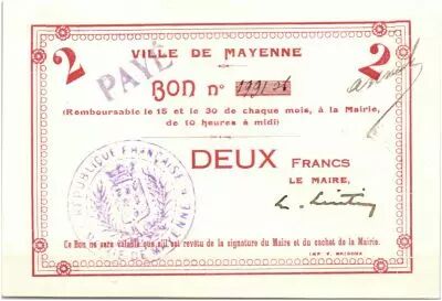 France 2 Francs Mayenne City