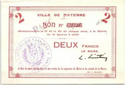 France 2 Francs Mayenne City