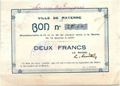 France 2 Francs Mayenne City