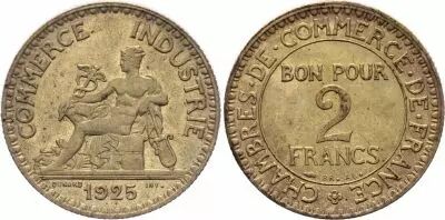 France 2 Francs Mercury Seated - 1925
