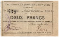 France 2 Francs Monceau-Sur-Oise City - 1915