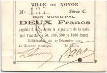 France 2 Francs Noyon City - 1915