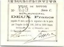 France 2 Francs Noyon City - 1915