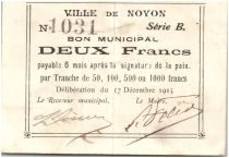 France 2 Francs Noyon Ville - 1915