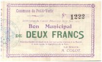 France 2 Francs Petit-Verly Bon Municipal - 1915