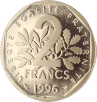 France 2 Francs Proof Sower 1996