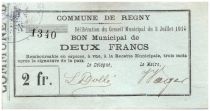 France 2 Francs Regny Commune - 1915
