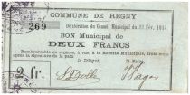 France 2 Francs Regny Commune - 1915
