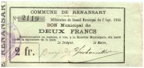 France 2 Francs Renansart City - 1915
