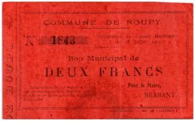France 2 Francs Roupy City - 1915